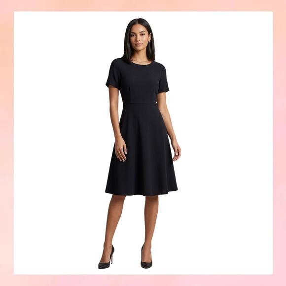 Talbots Dresses & Skirts - Talbots Black Short Sleeve Fit & Flare Midi Dress Size 4